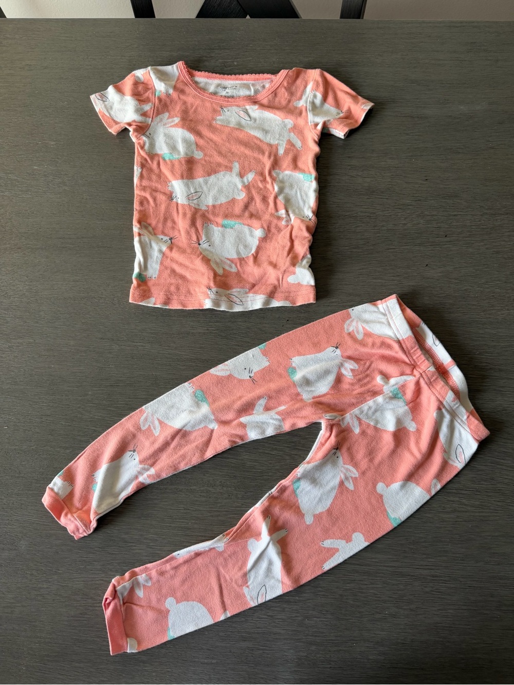 Carter's Coral and White Bunny Pajama Set